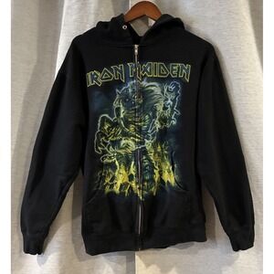 Iron Maiden Y2K Double Sided Zip Up Jacket Mens Medium Heavy Metal Rock Hoodie